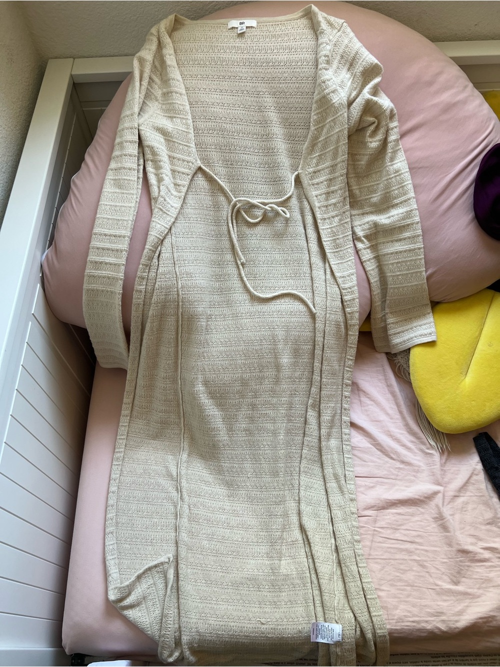 bp Cream Open-Weave Knit Cardigan